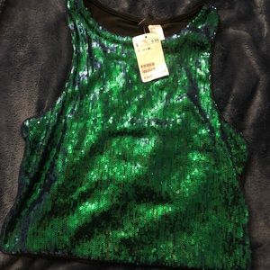 Blue/green sequin top